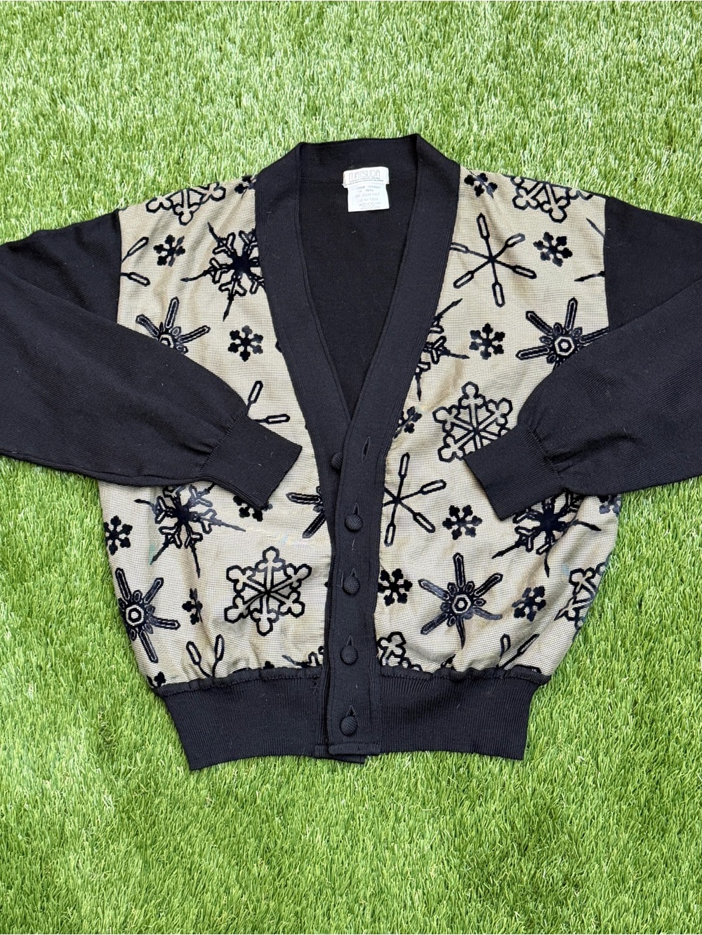 Matsuda vintage Japan black and cream cardigan with pattern